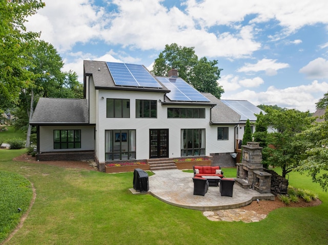 9208 Windstone Dr, Ooltewah, TN 37363 - back of house with a patio area, a yard, and a chimney