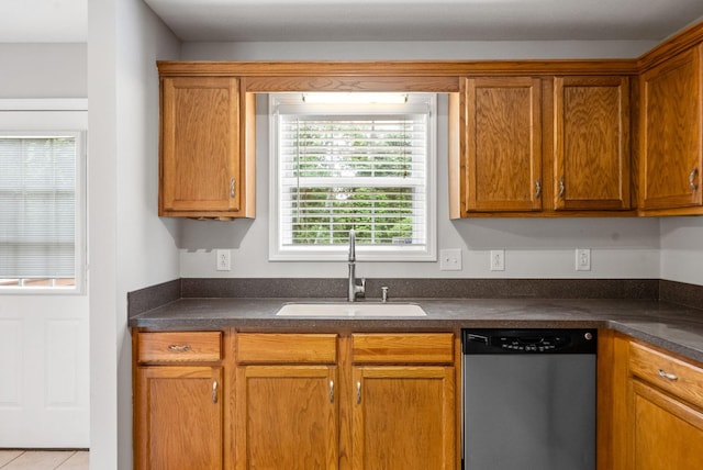 3366 N Henderson Way, Clarksville, TN 37042 - kitchen with stainless steel dishwasher, dark countertops, and healthy amount of natural light