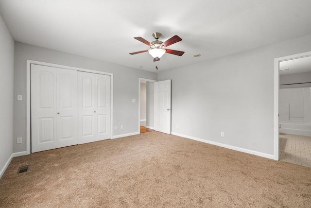 3366 N Henderson Way, Clarksville, TN 37042 - unfurnished bedroom with carpet floors, a closet, ensuite bath, and ceiling fan