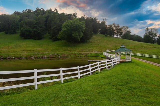 1425 Bartlett Hollow Rd, Petersburg, TN 37144 - view of yard with a gazebo and a water view