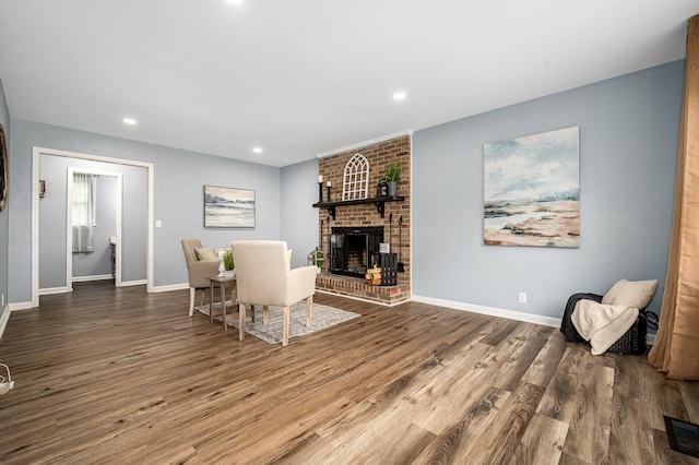2422 Choctaw Trce, Murfreesboro, TN 37129 - living room with a fireplace, recessed lighting, and wood finished floors