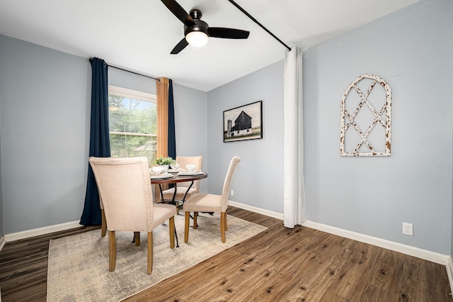 2422 Choctaw Trce, Murfreesboro, TN 37129 - dining room featuring a ceiling fan and wood finished floors