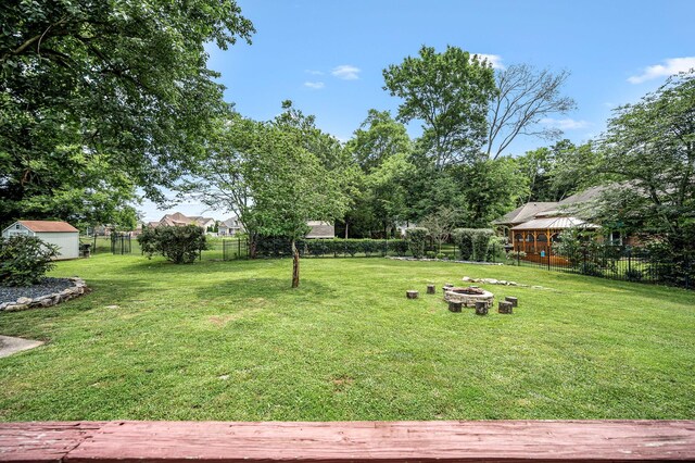 2422 Choctaw Trce, Murfreesboro, TN 37129 - fenced backyard featuring an outdoor fire pit