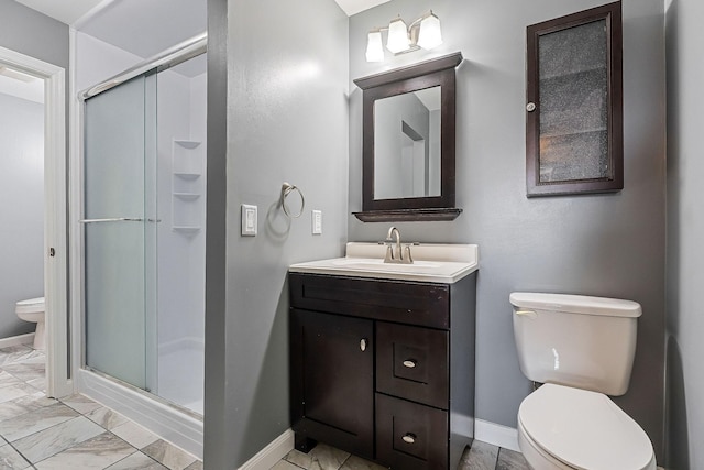 40 Lakeview Trl, Mcminnville, TN 37110 - full bath with marble look tile flooring, vanity, and a stall shower