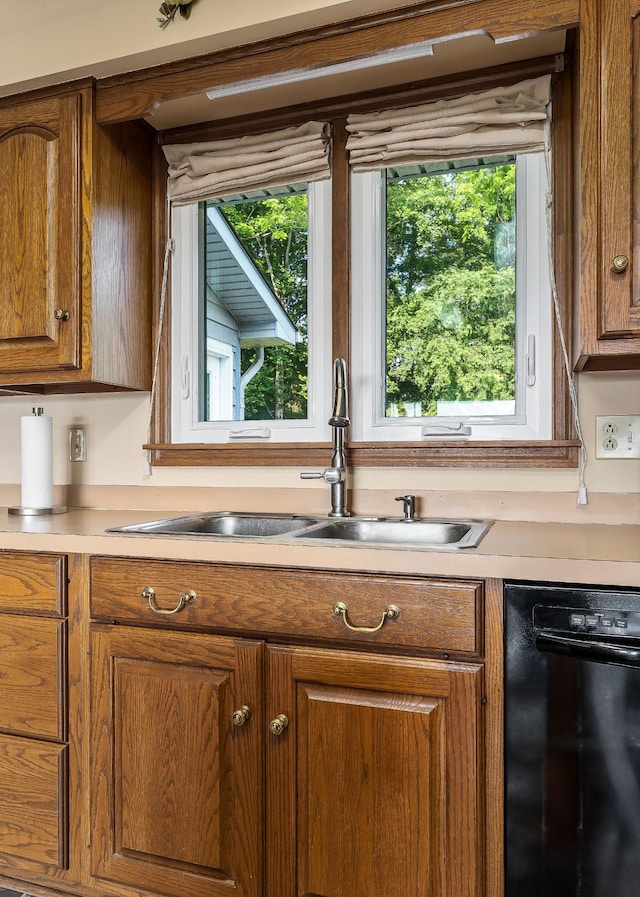 40 Lakeview Trl, Mcminnville, TN 37110 - kitchen featuring dishwasher, brown cabinets, light countertops, and healthy amount of natural light