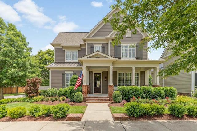 1202 Jewell Ave, Franklin, TN 37064 - craftsman inspired home with a porch, a standing seam roof, and a metal roof