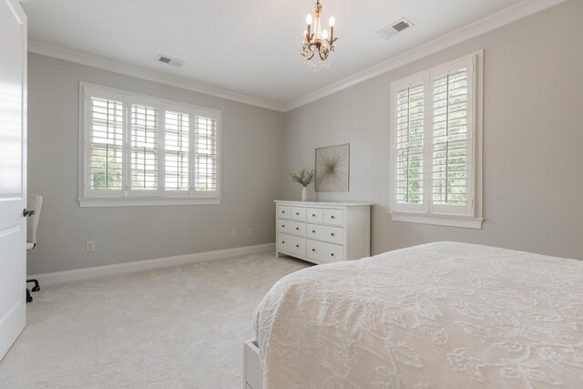 1202 Jewell Ave, Franklin, TN 37064 - bedroom featuring ornamental molding, a chandelier, and carpet flooring