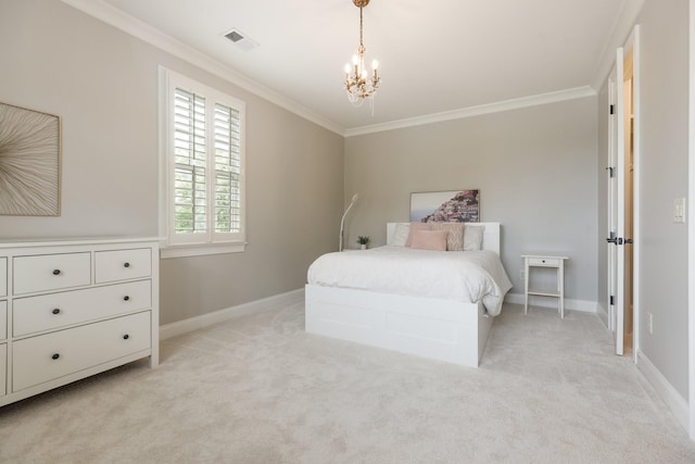 1202 Jewell Ave, Franklin, TN 37064 - bedroom featuring crown molding, light carpet, and a chandelier