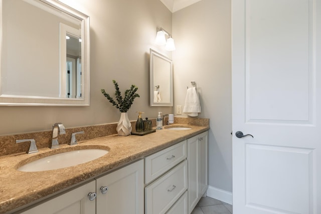 1202 Jewell Ave, Franklin, TN 37064 - bathroom with double vanity and tile patterned flooring