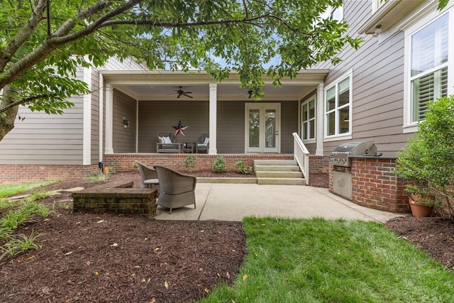 1202 Jewell Ave, Franklin, TN 37064 - view of patio / terrace featuring an outdoor kitchen and a ceiling fan
