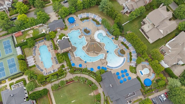 1202 Jewell Ave, Franklin, TN 37064 - aerial view of property and surrounding area featuring a pool area and nearby suburban area