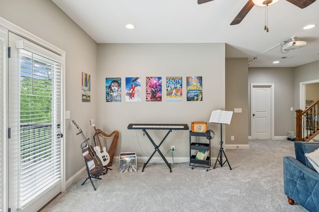 5016 Southfork Blvd, Old Hickory, TN 37138 - game room with carpet, ceiling fan, and recessed lighting