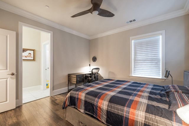 9488 Stillbrook Trce, Brentwood, TN 37027 - bedroom featuring hardwood / wood-style flooring, ornamental molding, and ceiling fan