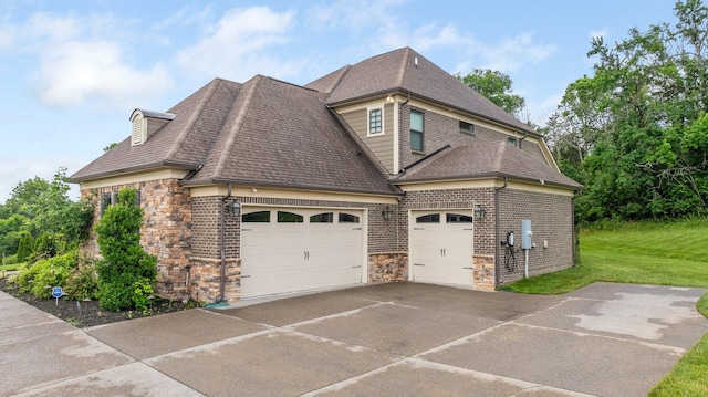 9488 Stillbrook Trce, Brentwood, TN 37027 - view of property exterior featuring a garage, stone siding, driveway, and a shingled roof