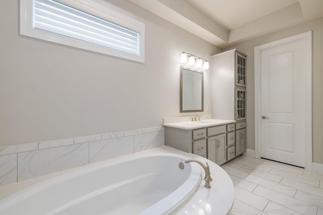 9488 Stillbrook Trce, Brentwood, TN 37027 - full bath with vanity, a garden tub, and marble look tiles