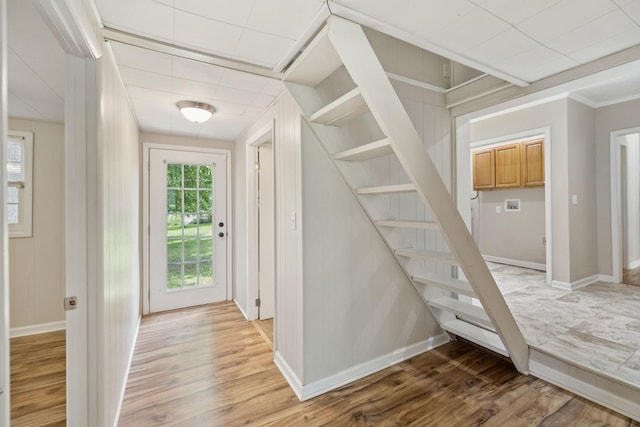 631 W Maple St, Morrison, TN 37357 - foyer entrance with light wood-type flooring and stairway