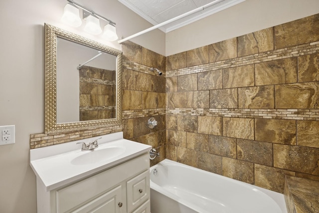 631 W Maple St, Morrison, TN 37357 - full bath featuring crown molding, washtub / shower combination, and vanity
