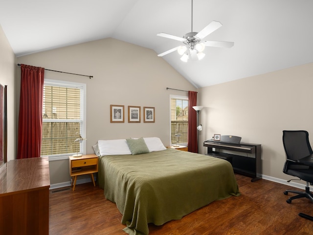1908 Sheffield Ln, Columbia, TN 38401 - bedroom featuring lofted ceiling, a desk, wood finished floors, and ceiling fan