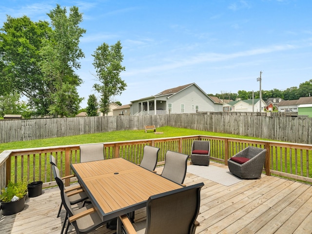 1908 Sheffield Ln, Columbia, TN 38401 - wooden deck featuring a fenced backyard and outdoor dining area