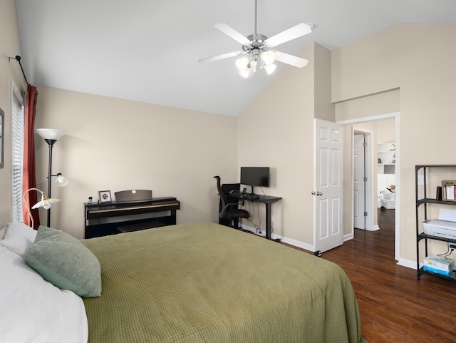 1908 Sheffield Ln, Columbia, TN 38401 - bedroom with wood finished floors, high vaulted ceiling, and ceiling fan