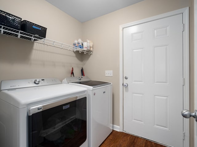 1908 Sheffield Ln, Columbia, TN 38401 - laundry room featuring washer and dryer and dark wood-type flooring