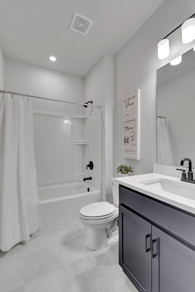 120 Millbrook Dr, Spring Hill, TN 37174 - full bathroom featuring vanity, shower / bathtub combination with curtain, and recessed lighting