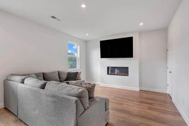 120 Millbrook Dr, Spring Hill, TN 37174 - living room with light wood-type flooring, recessed lighting, and a glass covered fireplace