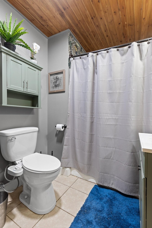 1060 Anderson Ridge Rd, Jasper, TN 37347 - full bathroom with wood ceiling, tile patterned flooring, vanity, and a shower with shower curtain
