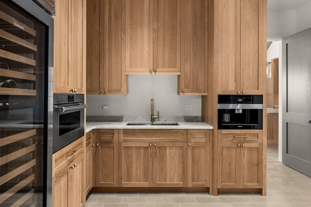 7346 Harlow Dr, College Grove, TN 37046 - kitchen featuring stainless steel oven, light countertops, and beverage cooler