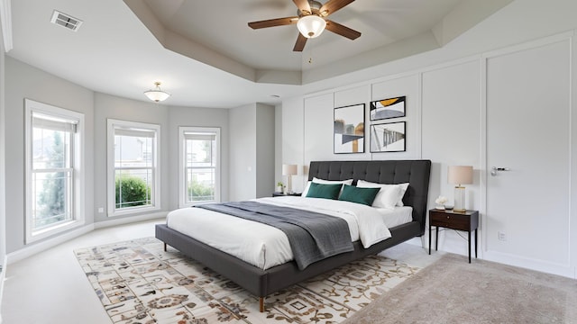5120 Prickly Pine Pl, Murfreesboro, TN 37129 - bedroom featuring light carpet, a raised ceiling, and ceiling fan