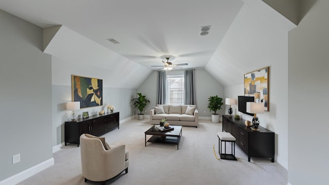 5120 Prickly Pine Pl, Murfreesboro, TN 37129 - living area with light colored carpet, ceiling fan, and lofted ceiling