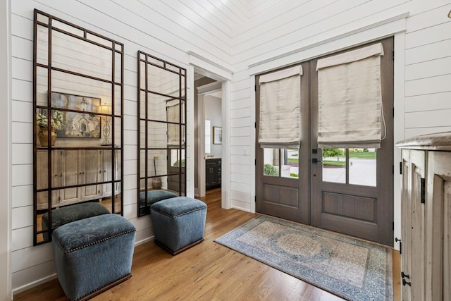 1208 Potter Ln, Gallatin, TN 37066 - foyer with french doors, wood finished floors, and wood walls