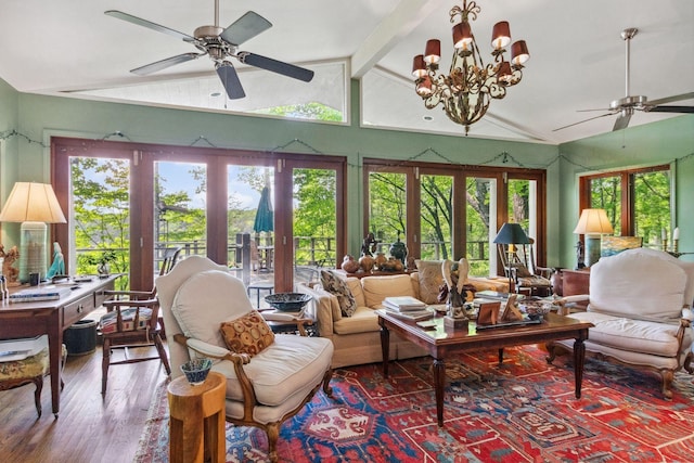 232 Hollingsworth Cove Rd, Monteagle, TN 37356 - living area with ceiling fan, wood finished floors, and plenty of natural light