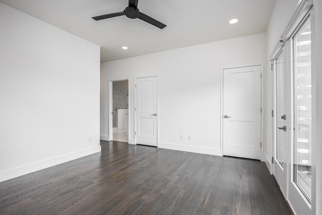 206 Ben Allen Rd Unit 5, Nashville, TN 37207 - unfurnished bedroom with dark wood-style floors, recessed lighting, and ceiling fan