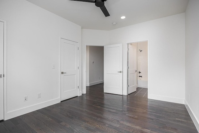 206 Ben Allen Rd Unit 5, Nashville, TN 37207 - unfurnished bedroom featuring wood finished floors, recessed lighting, ensuite bath, and a ceiling fan