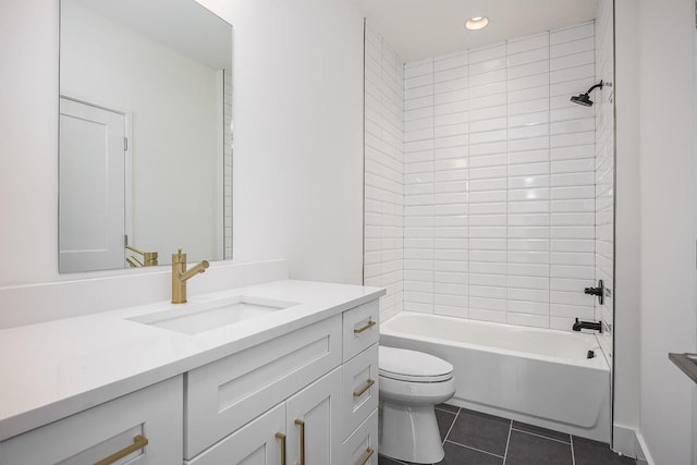 206 Ben Allen Rd Unit 5, Nashville, TN 37207 - bathroom featuring vanity, tile patterned flooring, tub / shower combination, and recessed lighting