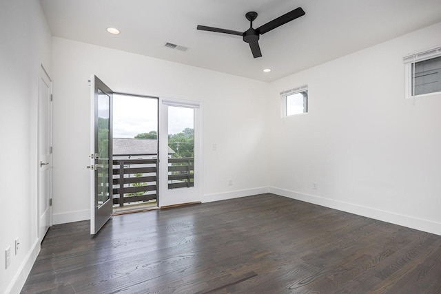 206 Ben Allen Rd Unit 5, Nashville, TN 37207 - empty room featuring a ceiling fan, dark wood-type flooring, and recessed lighting