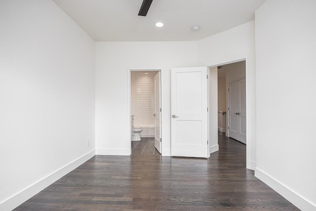 206 Ben Allen Rd Unit 5, Nashville, TN 37207 - unfurnished bedroom featuring wood finished floors, ensuite bathroom, recessed lighting, and ceiling fan