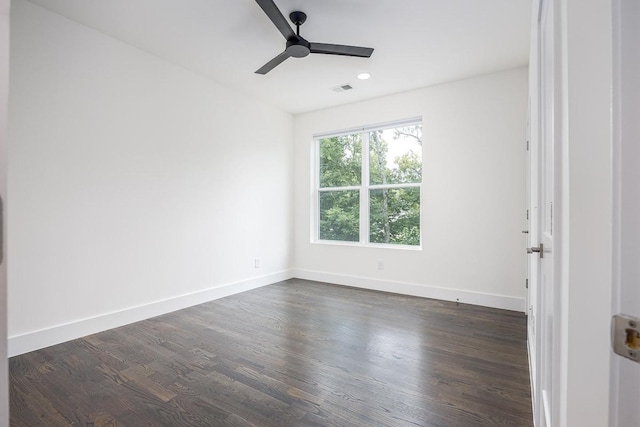 206 Ben Allen Rd Unit 5, Nashville, TN 37207 - empty room with ceiling fan, dark wood-style floors, and recessed lighting