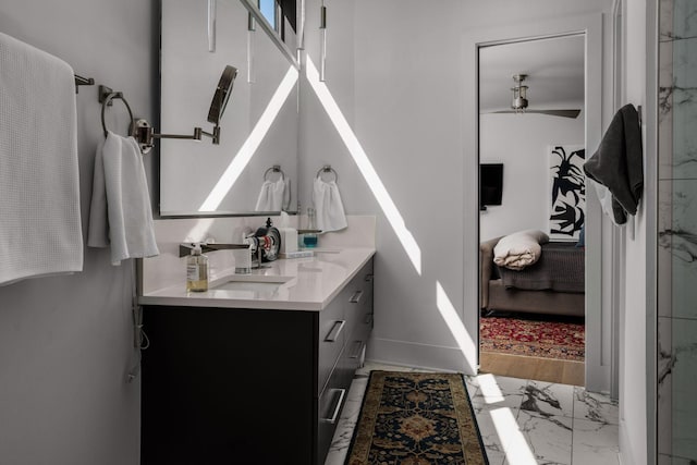 108 46th Ave N, Nashville, TN 37209 - bathroom featuring double vanity and marble finish flooring