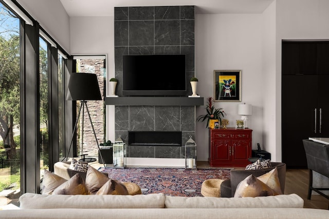 108 46th Ave N, Nashville, TN 37209 - living room with a tile fireplace and wood finished floors