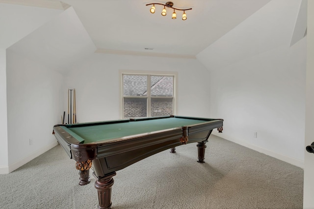 438 Truman Rd, Franklin, TN 37064 - recreation room featuring carpet, pool table, and lofted ceiling
