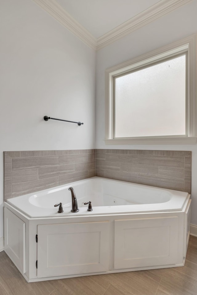 438 Truman Rd, Franklin, TN 37064 - full bath with a tub with jets, ornamental molding, and wood finished floors
