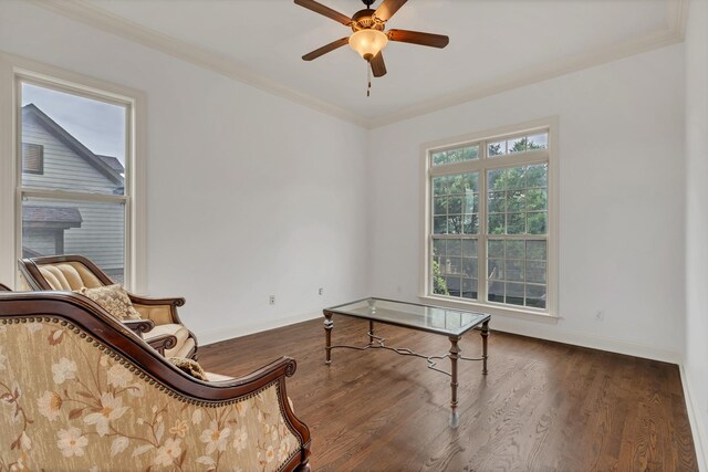 438 Truman Rd, Franklin, TN 37064 - game room featuring crown molding, a ceiling fan, and wood finished floors