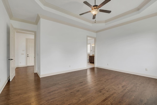 438 Truman Rd, Franklin, TN 37064 - empty room with a tray ceiling, ceiling fan, wood finished floors, and ornamental molding
