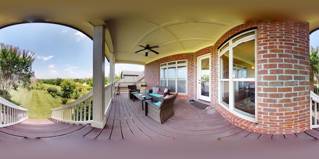 438 Truman Rd, Franklin, TN 37064 - deck featuring a ceiling fan and an outdoor hangout area