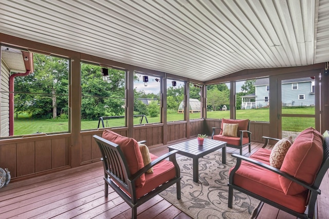 110 Sandis Ln, Palmyra, TN 37142 - sunroom / solarium featuring an outdoor living space, lofted ceiling, and plenty of natural light