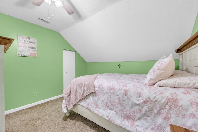 110 Sandis Ln, Palmyra, TN 37142 - carpeted bedroom with lofted ceiling, a ceiling fan, and a closet