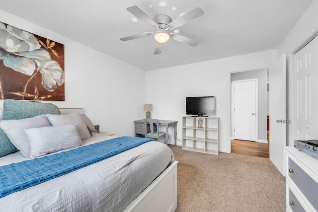 110 Sandis Ln, Palmyra, TN 37142 - bedroom featuring light colored carpet and a ceiling fan