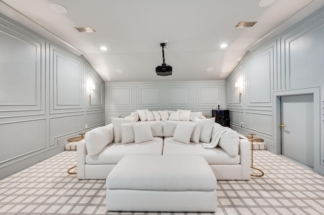 1713 Reflection Ln, Brentwood, TN 37027 - cinema room with a decorative wall, light carpet, and recessed lighting